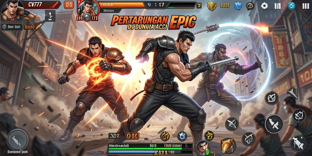 Tampilan mendebarkan saat gameplay CV777 di arena pertempuran.