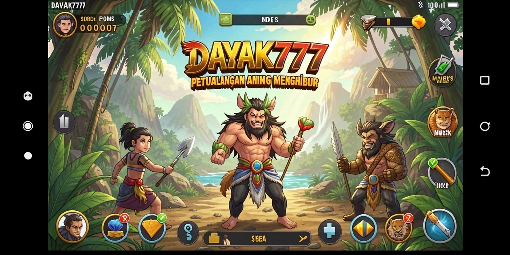 Screenshot utama gameplay DAYAK777 menampilkan karakter anime yang beraksi.