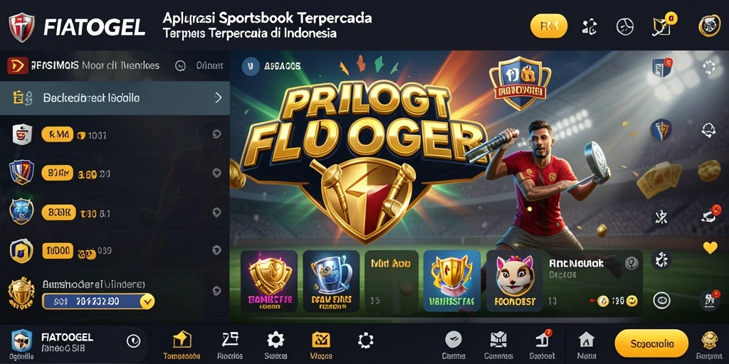 Gambaran gameplay Sportsbook FIATOGEL dengan taruhan langsung dan statistik pertandingan.