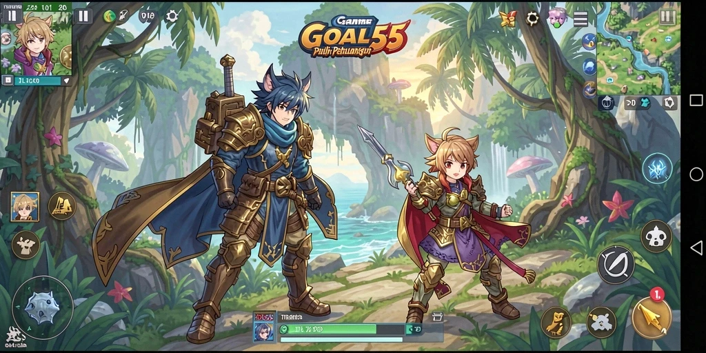 Tangkapan layar GOAL55 menampilkan pertarungan seru dalam aksi Anime.