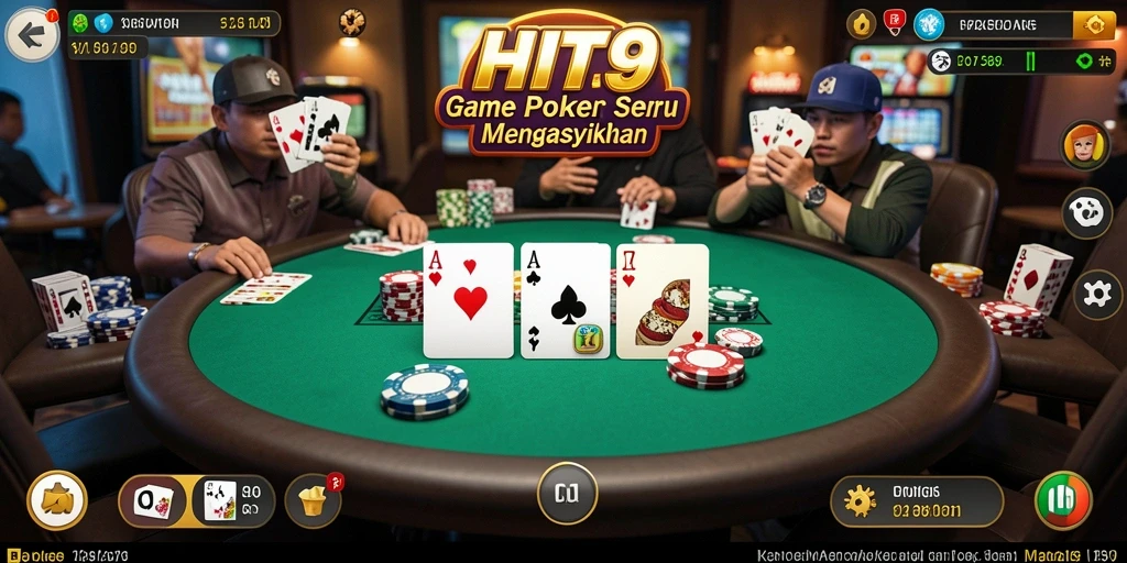Tampilan gameplay Poker yang menarik dan interaktif di HIT9.