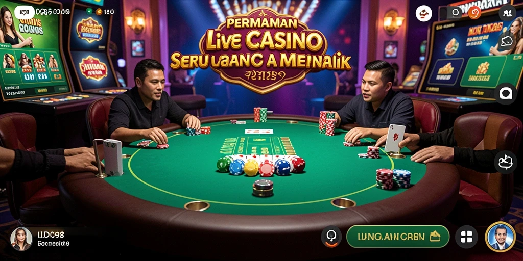 Screenshot gameplay ID098 menampilkan suasana kasino langsung yang seru.