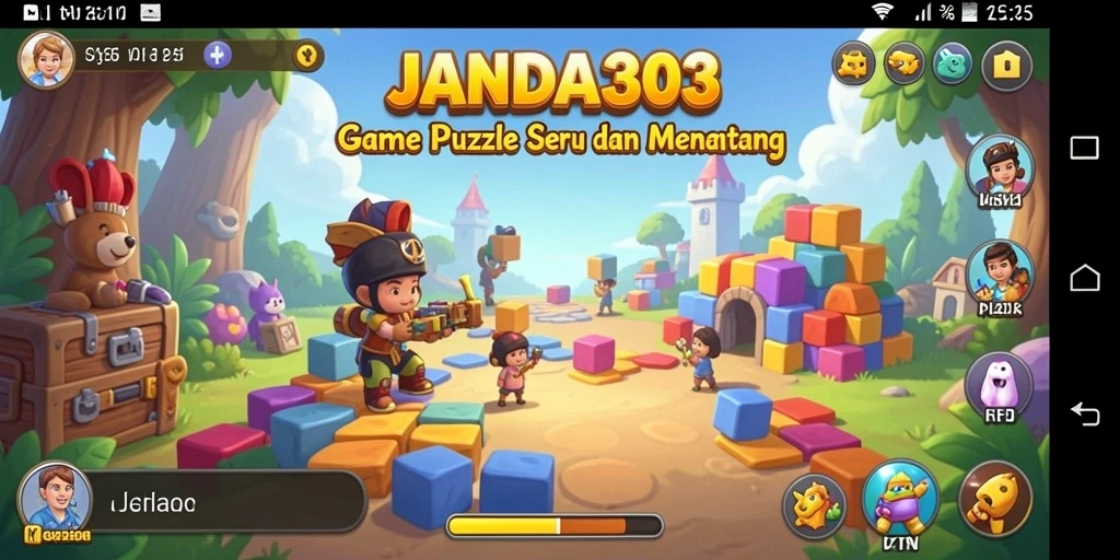 Tampilan gameplay JANDA303 dengan berbagai puzzle menarik.