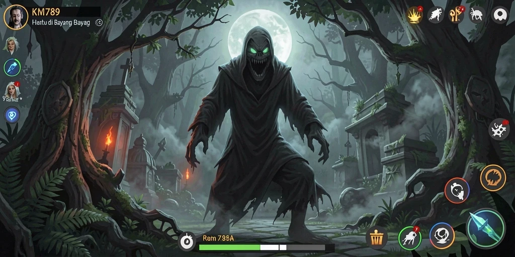 Screenshot gameplay KM789 yang menegangkan dan menyeramkan.