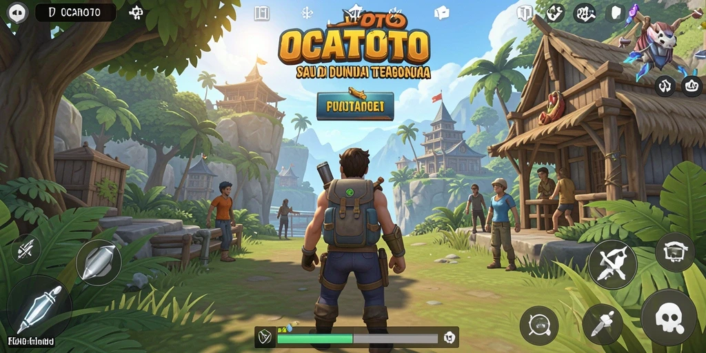 Tampilan gameplay seru OCATOTO dalam dunia terbuka yang luas.