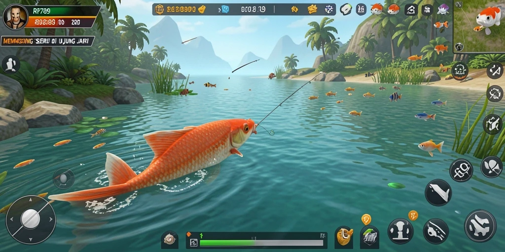 Screenshot gameplay RR789 menampilkan aksi memancing yang mendebarkan.