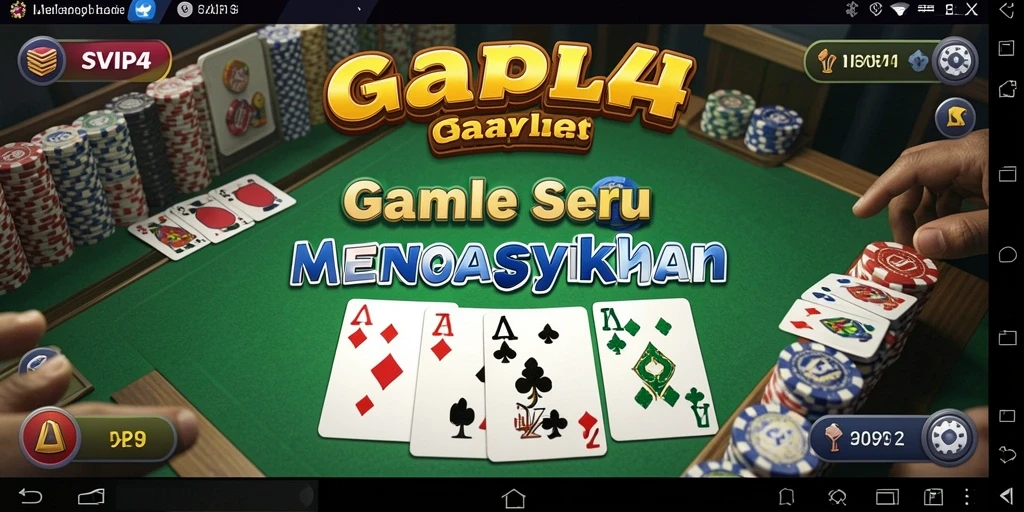 Screenshot gameplay SVIP4 yang menunjukkan suasana permainan Gaple yang seru.