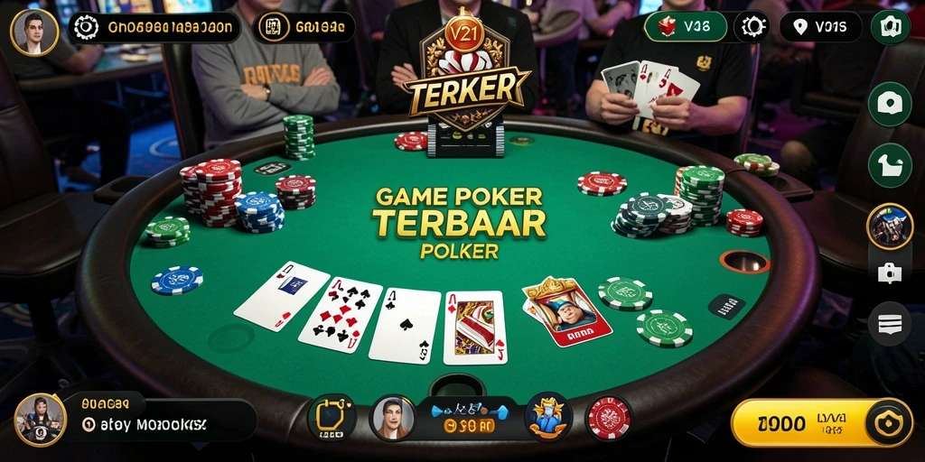 Screenshot gameplay V21 dengan suasana poker yang autentik.