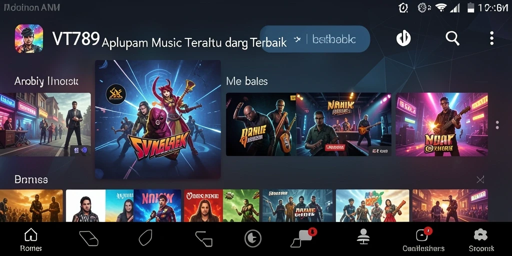 Screenshot VT789 menampilkan antarmuka musik interaktif dan fitur karaoke.